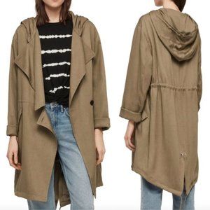 ALL SAINTS Bexley Parka Hooded High Low Jacket RARE Large